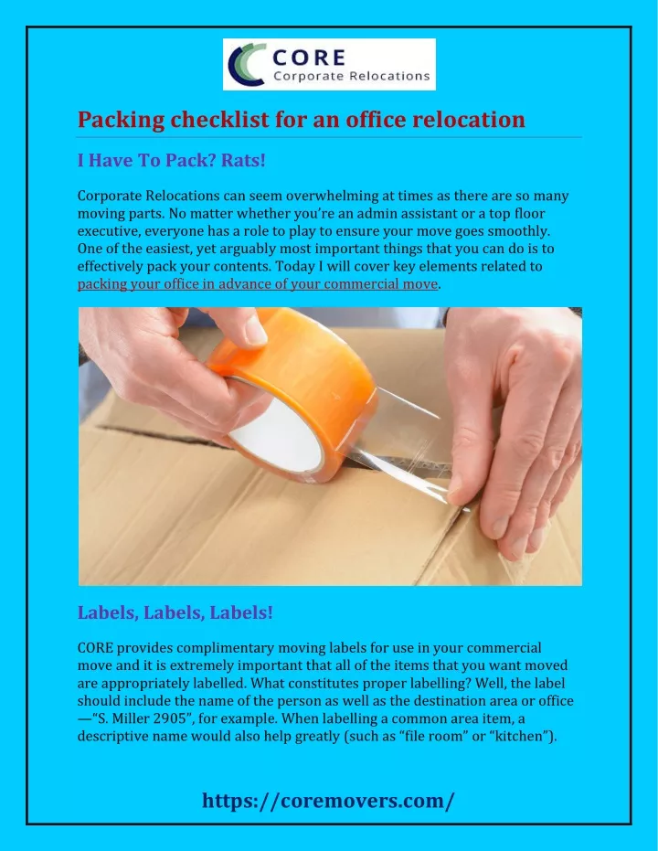 packing checklist for an office relocation