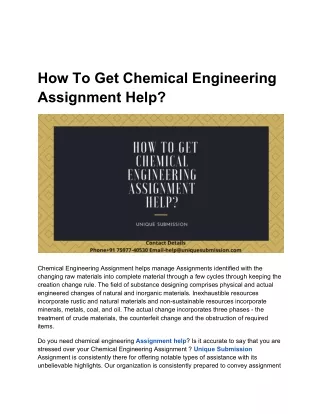 how to get chemical engineering assignment help