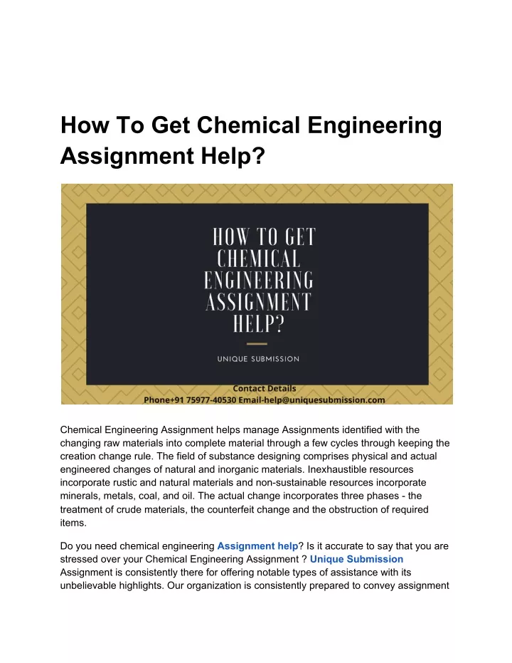 how to get chemical engineering assignment help