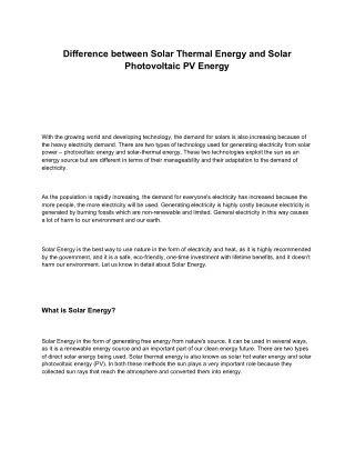 difference between solar thermal energy and solar