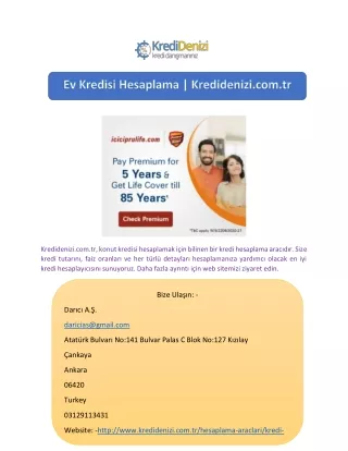 Ev Kredisi Hesaplama | Kredidenizi.com.tr