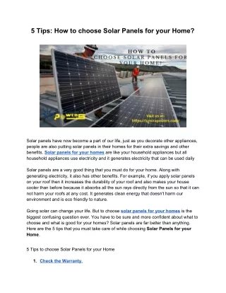 5 tips how to choose solar panels for your home