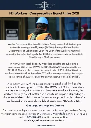 nj workers compensation benefits for 2021