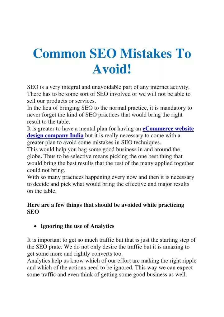common seo mistakes to avoid