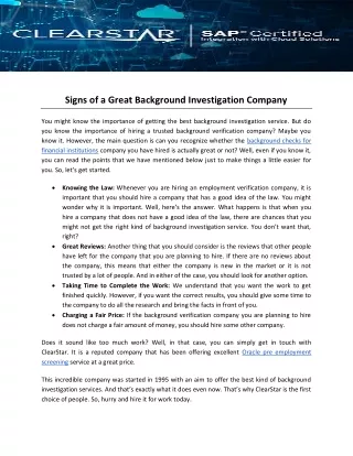 signs of a great background investigation company
