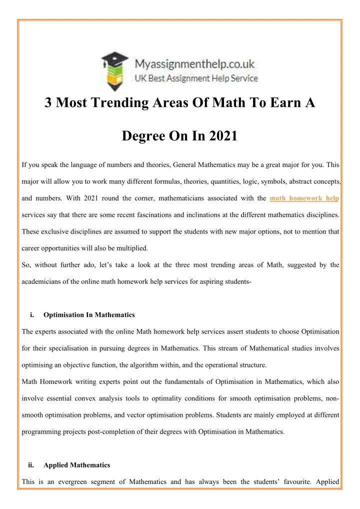 3 most trending areas of math to earn a