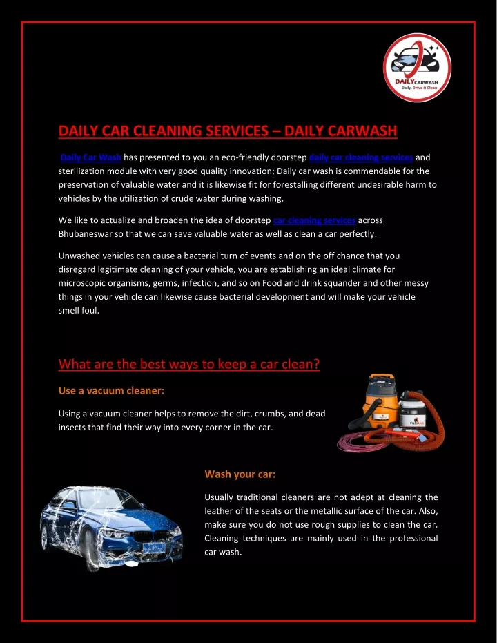 daily car cleaning services daily carwash