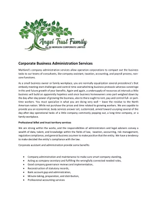 corporate business administration services