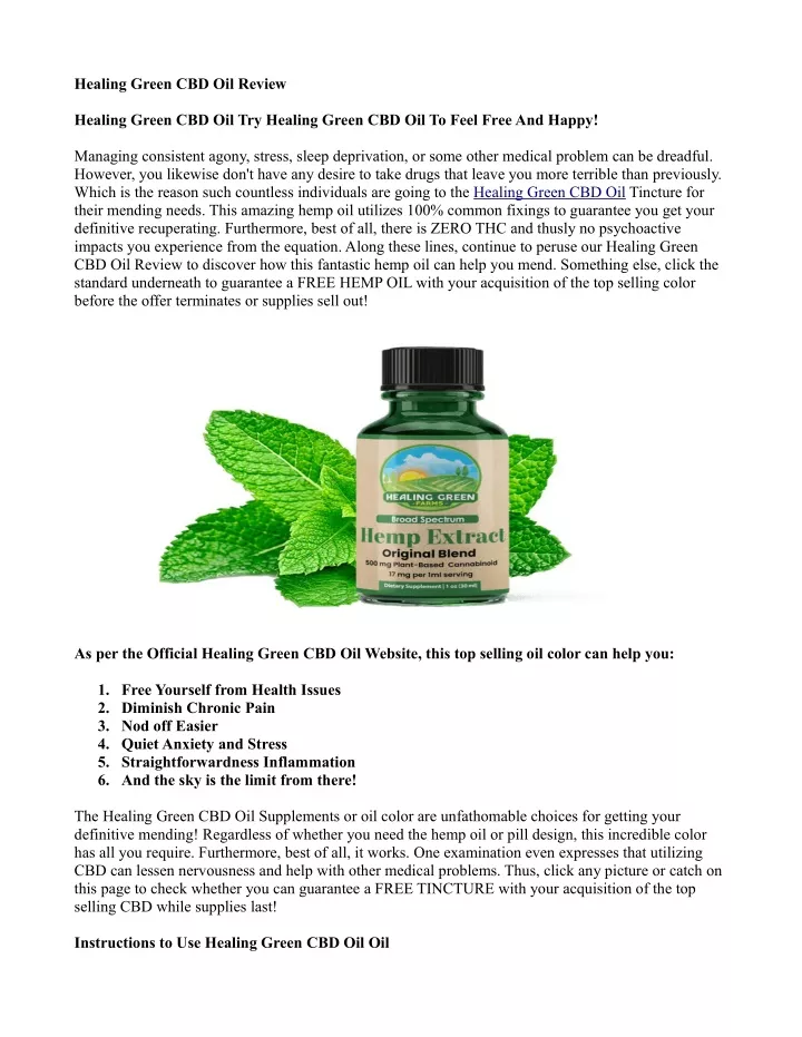 healing green cbd oil review