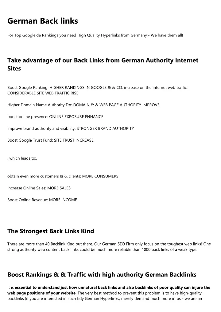 german back links