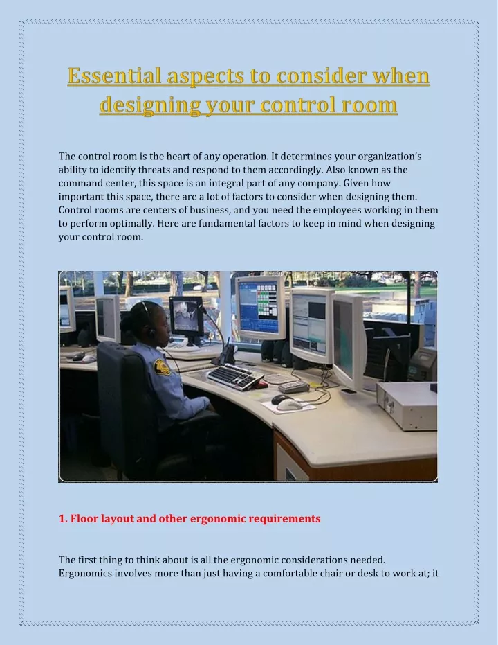 the control room is the heart of any operation