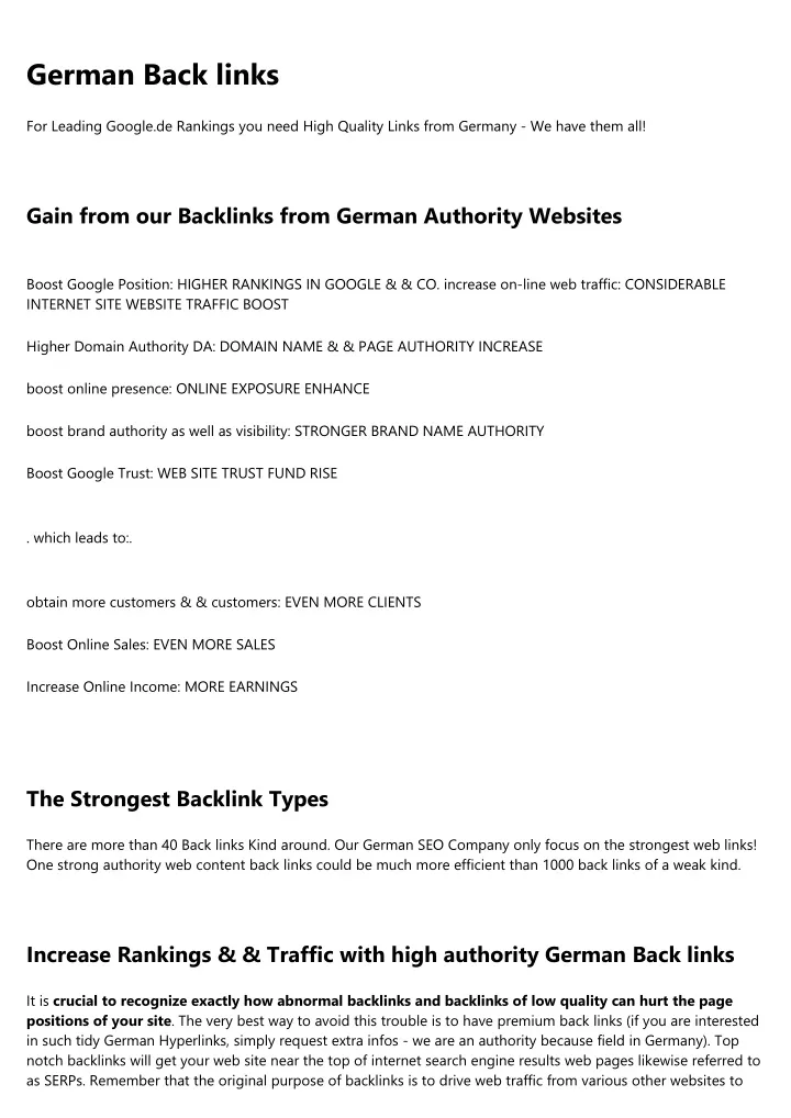 german back links