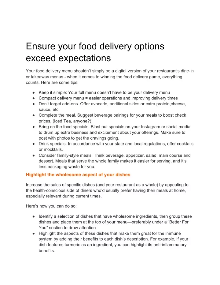ensure your food delivery options exceed