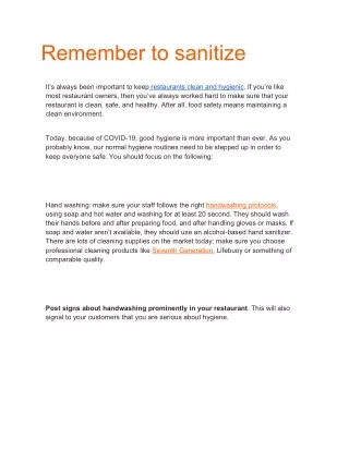 Remember to sanitize