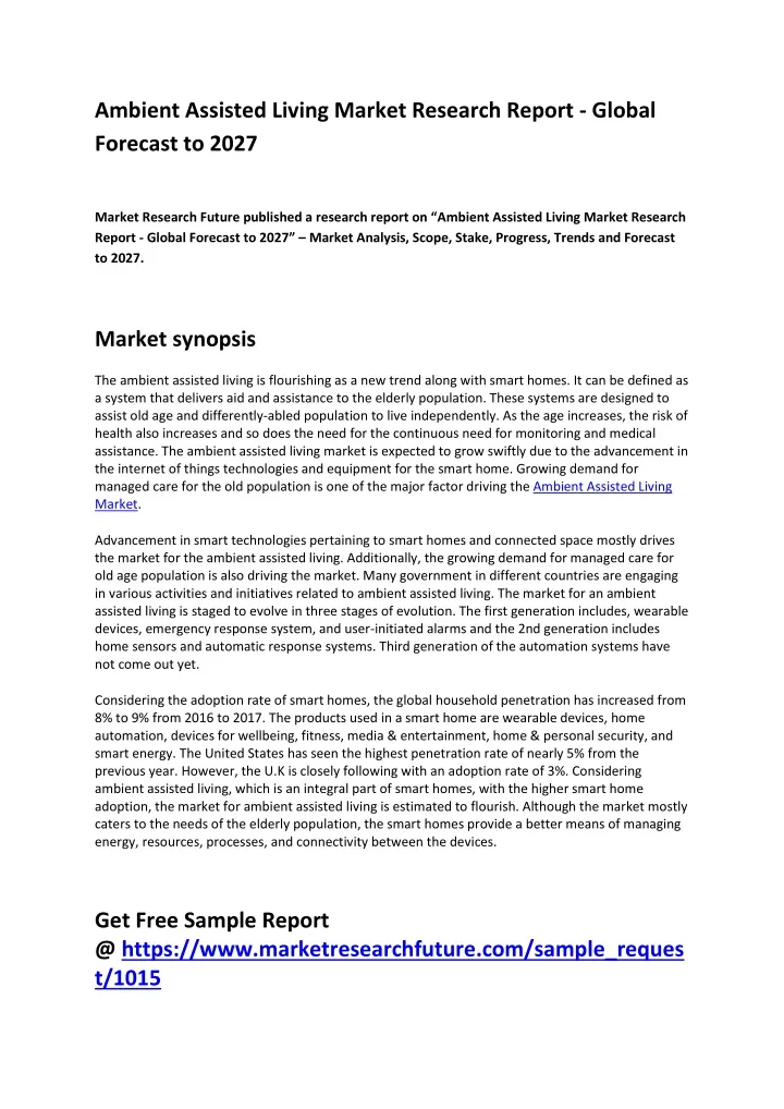 ambient assisted living market research report