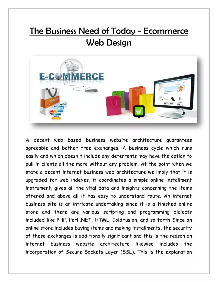 the business need of today ecommerce web design