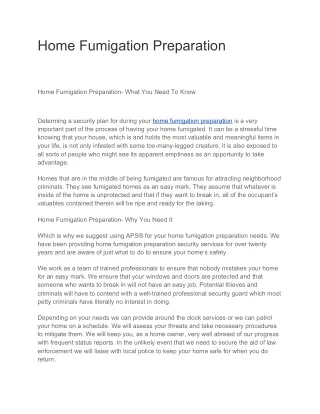 home fumigation preparation