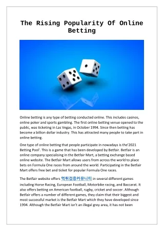 The Rising Popularity Of Online Betting