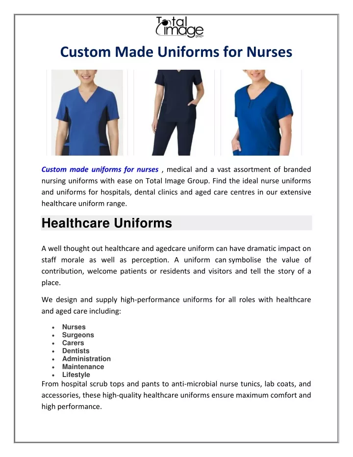 custom made uniforms for nurses
