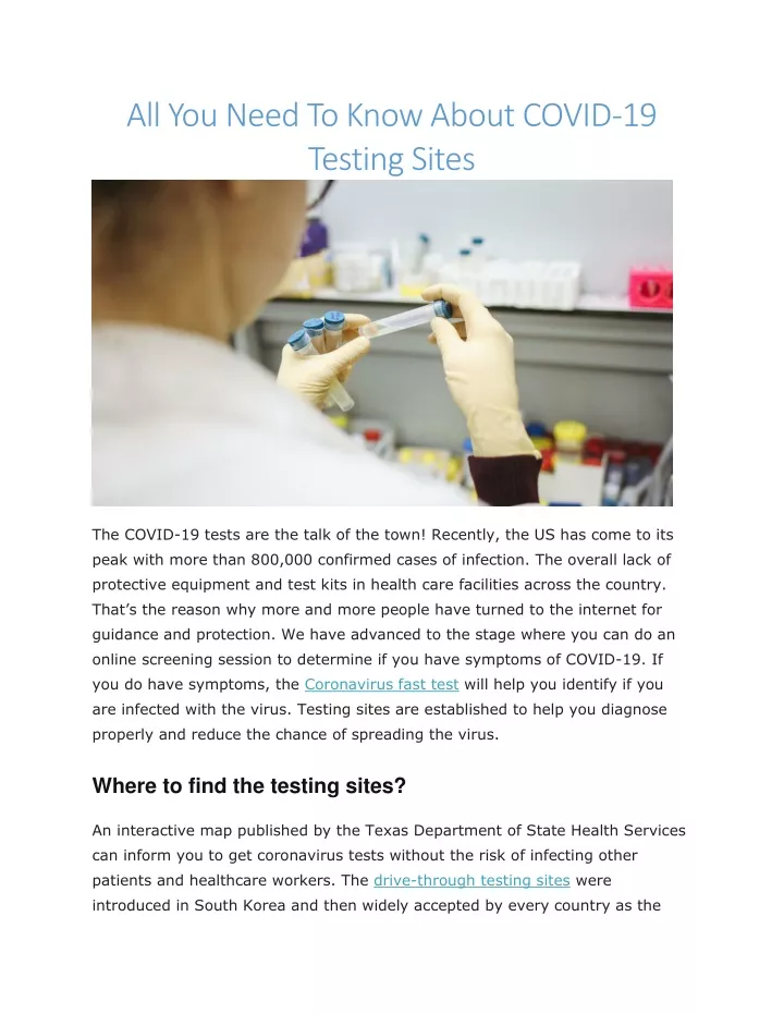 all you need to know about covid 19 testing sites