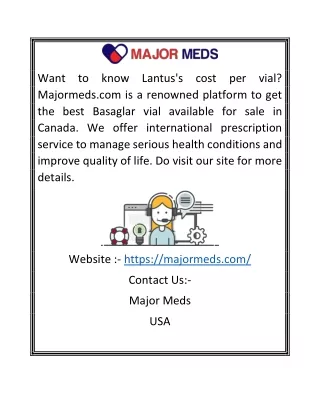 Basaglar Vial for Sale Online | Majormeds.com