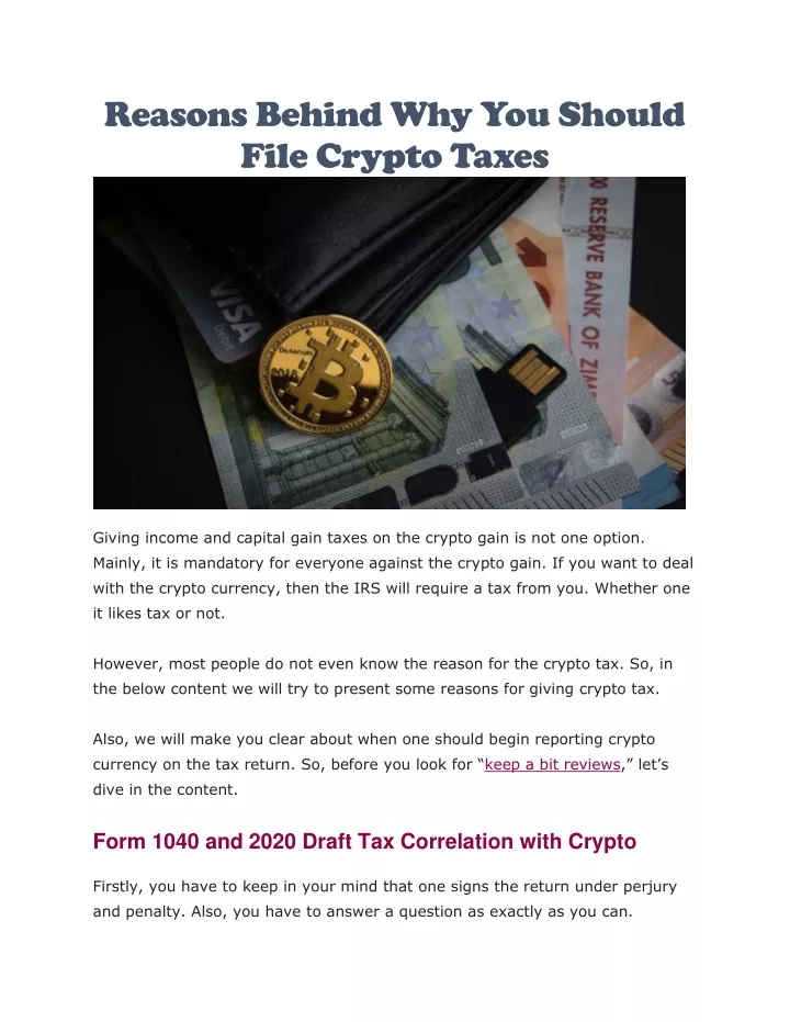 reasons behind why you should file crypto taxes