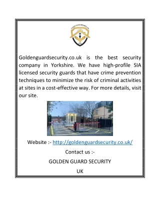 Best Security Services Company Yorkshire | Goldenguardsecurity.co.uk