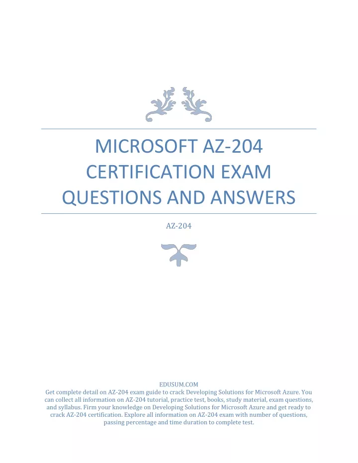 microsoft az 204 certification exam questions