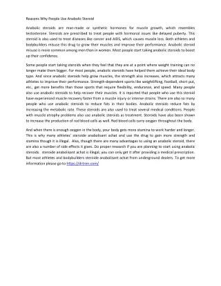 reasons why people use anabolic steroid