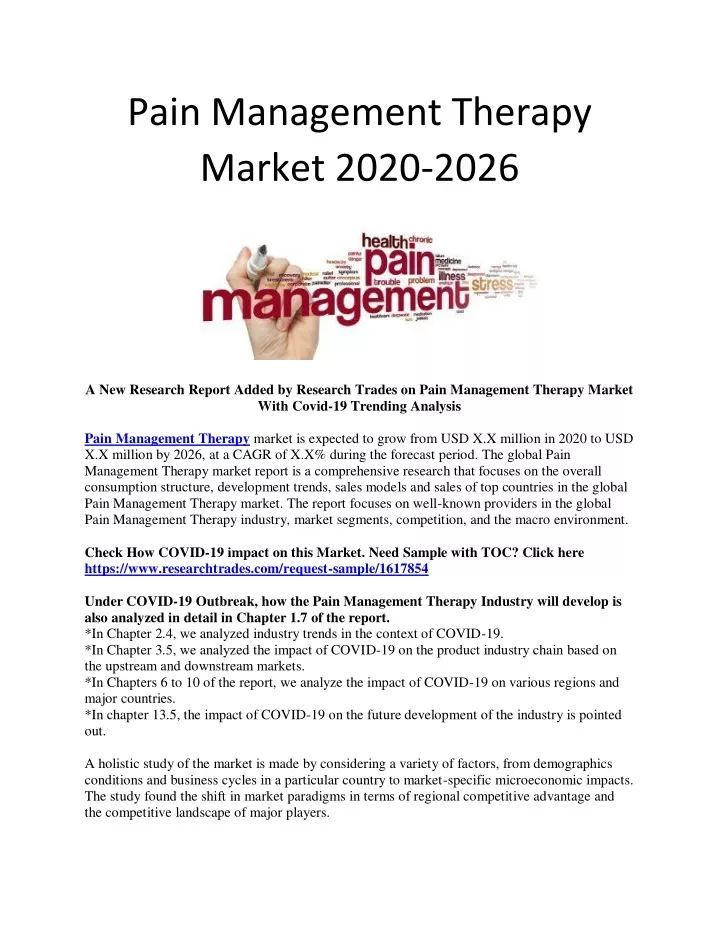 pain management therapy market 2020 2026