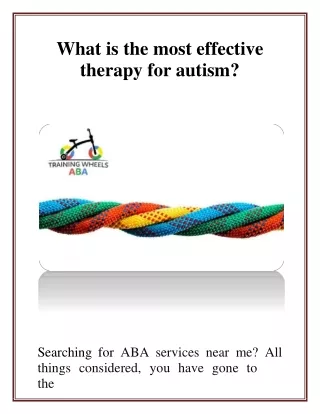 What is the most effective therapy for autism?