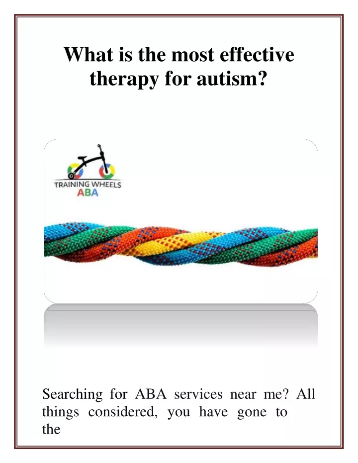 what is the most effective therapy for autism