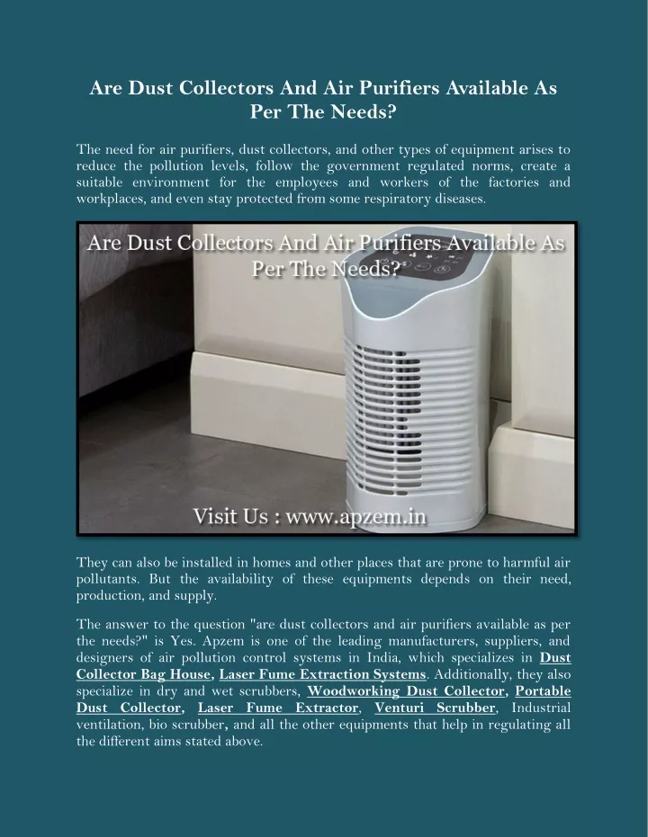 are dust collectors and air purifiers available