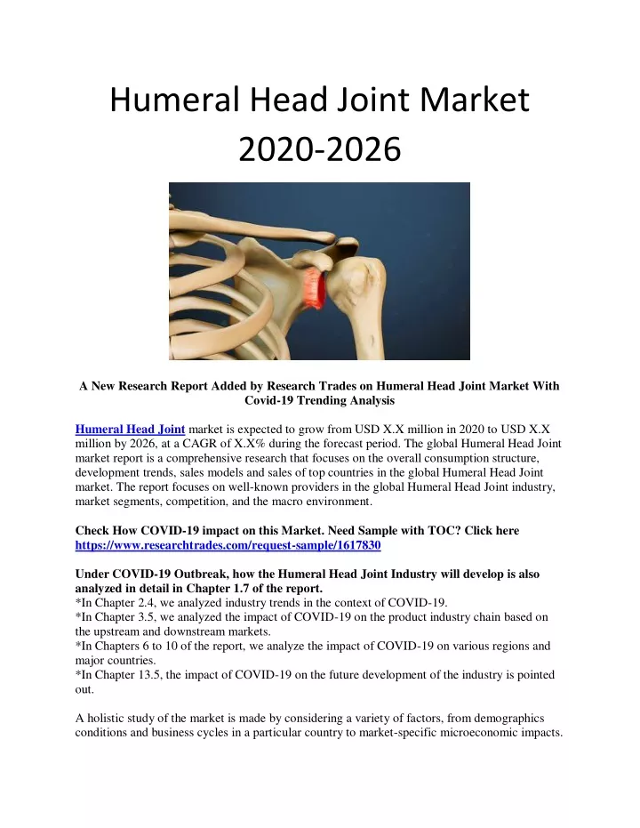 humeral head joint market 2020 2026