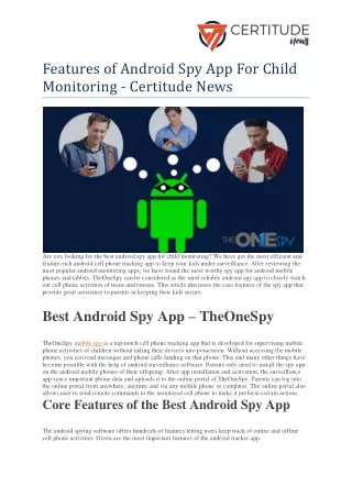 features of android spy app for child monitoring