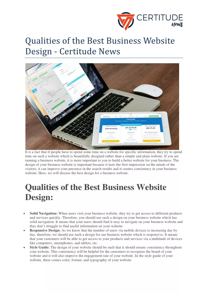 qualities of the best business website design