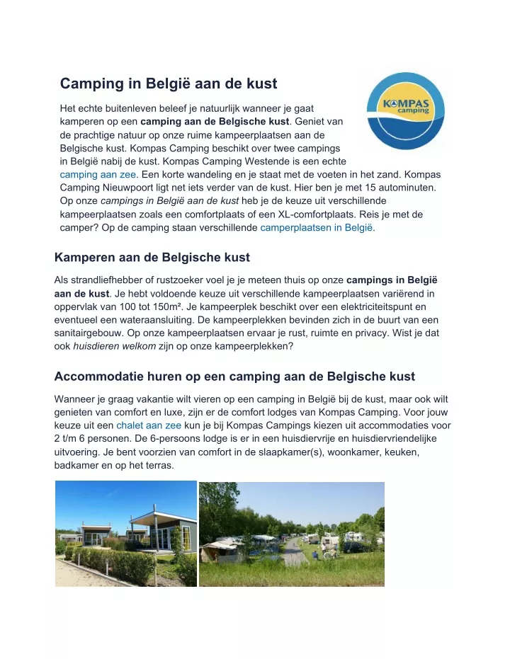 camping in belgi aan de kust