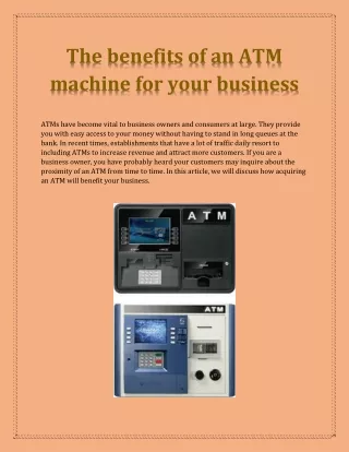 the benefits of an atm machine for your business