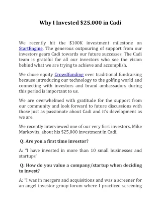 why i invested 25 000 in cadi