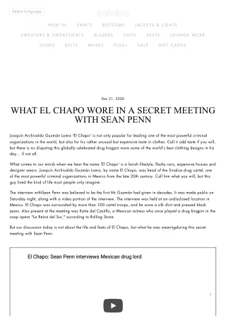 What El Chapo Wore In A Secret Meeting With Sean Penn