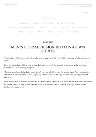 Men’s Floral Design Button-down Shirts