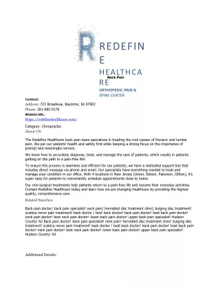 redefine healthcare orthopedic pain spine center