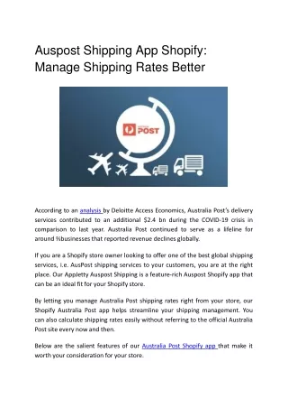 auspost shipping app shopify manage shipping rates better