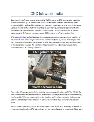 cnc jobwork india