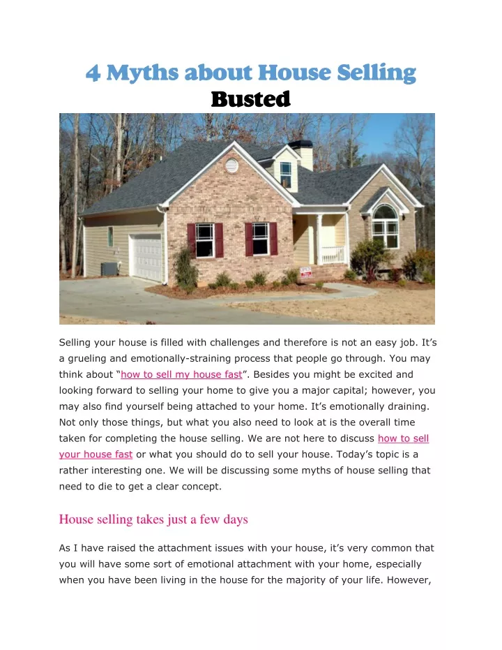 4 myths about house selling busted