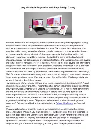 very affordable responsive web page design galway