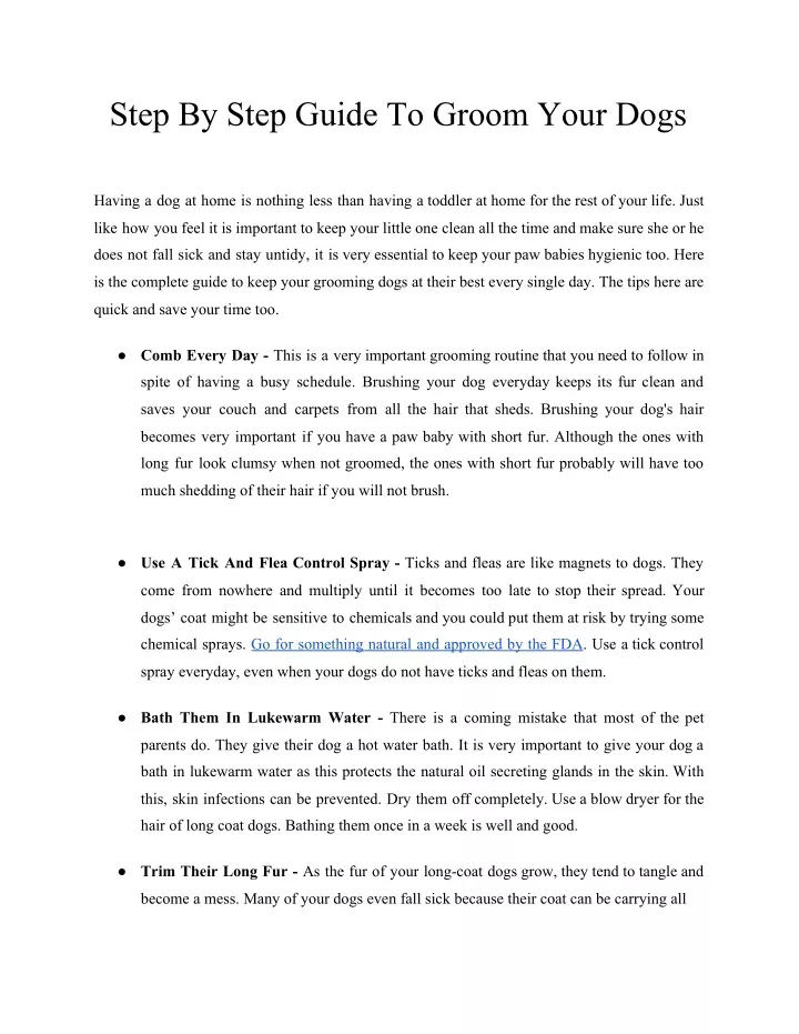 step by step guide to groom your dogs