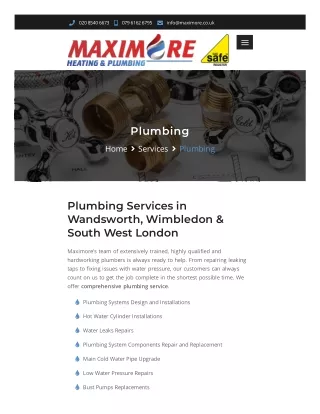 Plumbing Services in Wandsworth, Wimbledon & South West London | Maximore