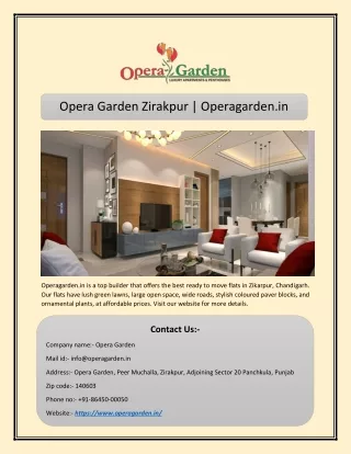 Opera Garden Zirakpur | Operagarden.in