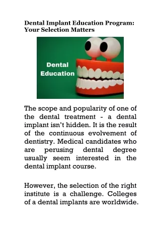 dental implant education program your selection